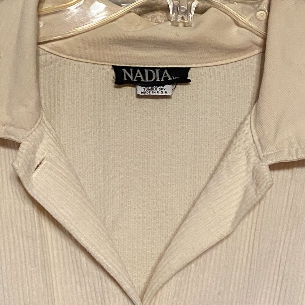 Vintage Nadia Women's Corduroy Beige Button Up Barn Chore Jacket Size Approx M/L - Picture 4 of 12
